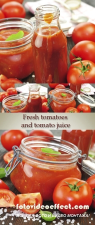 Stock Photo: Fresh tomatoes and tomato juice