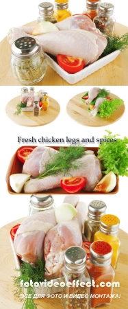 Stock Photo: Fresh chicken legs and spices