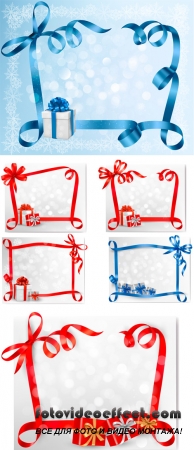 Stock: Holiday background with bow with gift boxes