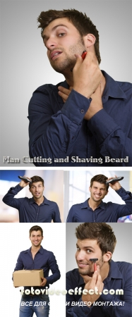 Stock Photo: Man Cutting and Shaving Beard