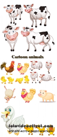 Stock: Cartoon animals living on a farm
