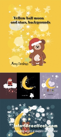 Stock: Yellow half moon and stars, New Year backgrounds