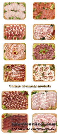 Stock Photo: Collage of sausage products