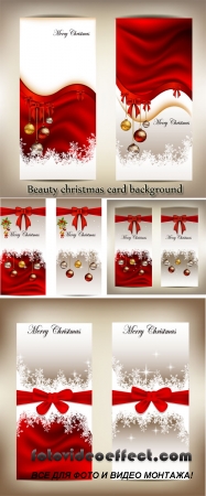 Stock: Beautiful Christmas cards and banners with bows and snowflakes