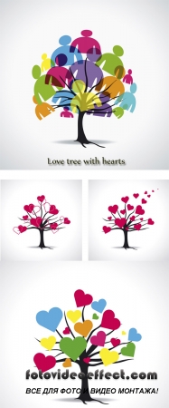 Stock: Love tree with hearts