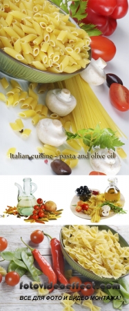 Stock Photo: Italian cuisine - pasta and olive oil