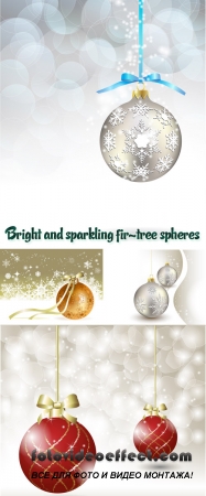 Stock: Bright and sparkling fir-tree spheres