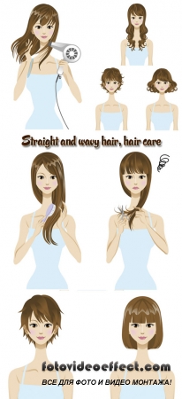 Stock: Straight and wavy hair, hair care