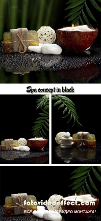 Stock Photo: Spa concept in black