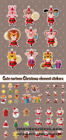 Stock: Cute cartoon Christmas element stickers