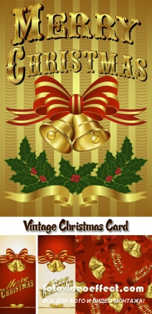 Stock: Vintage Christmas Card with hand drawn lettering