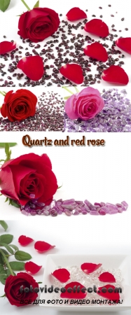 Stock Photo: Quartz and red rose