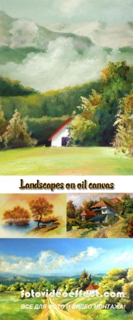 Stock Photo: Landscapes on oil canvas