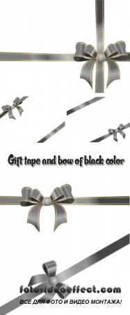  Stock: Gift tape and bow of black color