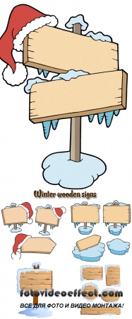 Stock: Winter wooden signs
