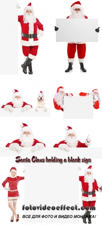  Stock Photo: Santa Claus holding a blank sign