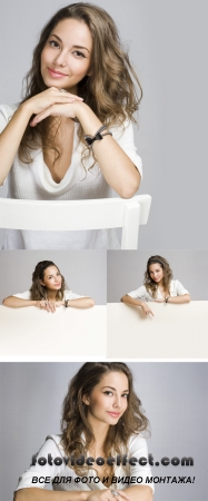 Stock Photo: Thoughtful young brunette beauty