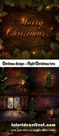 Stock Photo: Chritmas design - Night Christmas tree
