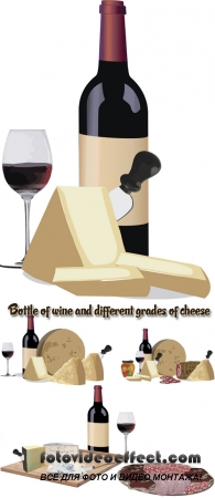 Stock: Bottle of wine and different grades of cheese