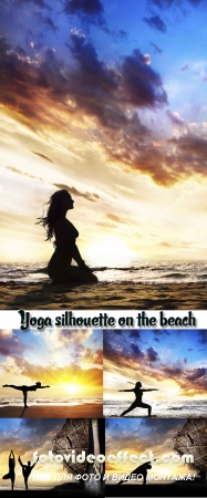 Stock Photo: Yoga silhouette on the beach