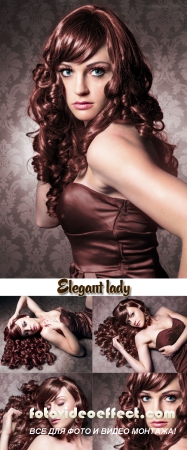 Stock Photo: Elegant lady with brown locks and evening dress
