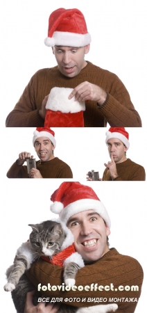 Stock Photo: The man in Santas red cap