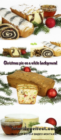 Stock Photo: Christmas pie on a white background