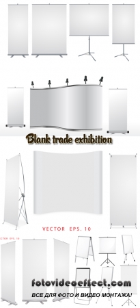 Stock: Blank trade exhibition stand and roll up banner