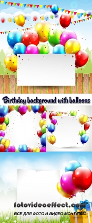 Stock: Birthday background with balloons
