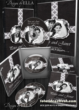 Шаблон классической свадебной фотокниги и DVD набор - Строгая классика