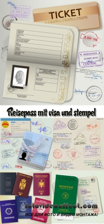 Stock: Passport with visas and stamp