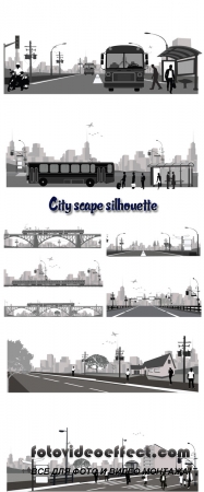 Stock: Vector illustration.City scape silhouette