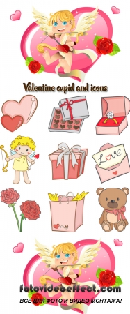 Stock:  Valentine cupid and icons