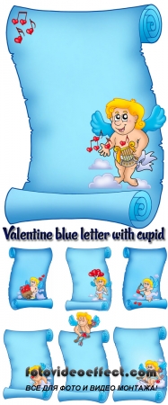 Stock Photo: Valentine blue letter with cupid