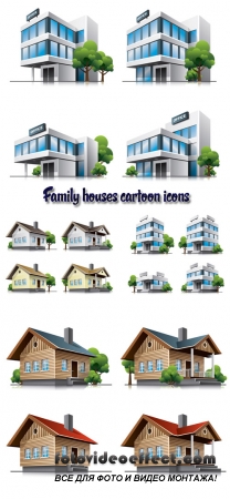 Stock: Family houses cartoon icons