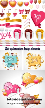 Stock: Set of decorative design elements for Valentine Day