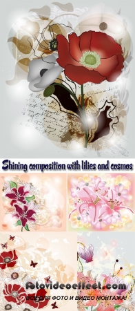 Stock: Shining composition with lilies and cosmos