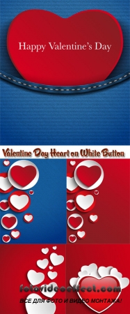  Stock: Valentine Day Heart on White Button