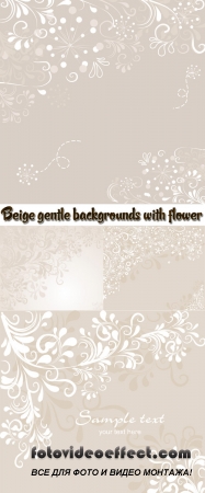 Stock: Beige gentle backgrounds with flower drawing