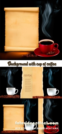 Stock: Background with cup of coffee and old paper