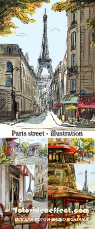 Stock Photo: Paris street - illustration