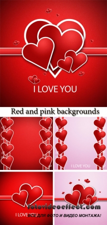 Stock Photo: Red and pink backgrounds with hearts for St. Valentine