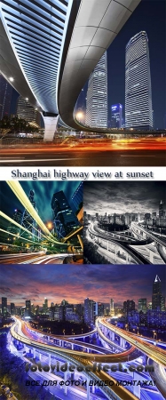 Stock Photo:  Shanghai highway view at sunset