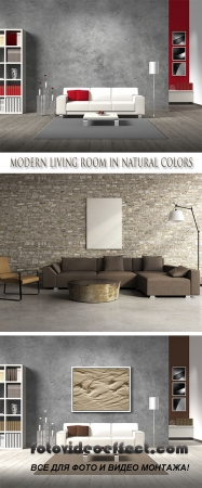 Stock Photo: Modern living room in natural colors