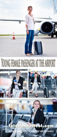Stock Photo: Young female passenger at the airport
