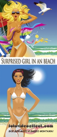 Stock: Surprised girl in an beach