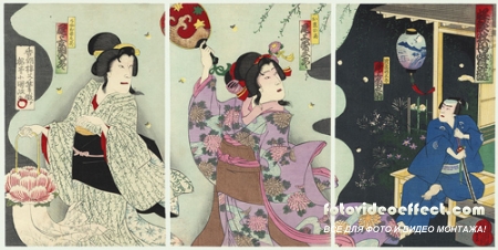 Mitsuuji and Beauties Watching Koi by Toyokuni IIIKunisada
