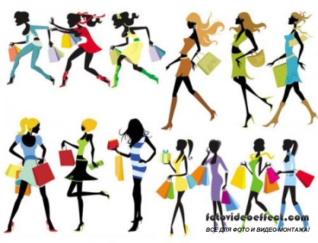 Fashion shopping girls vector