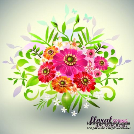 Floral spring background - vector
