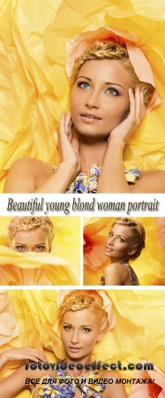Stock Photo: Beautiful young blond woman portrait